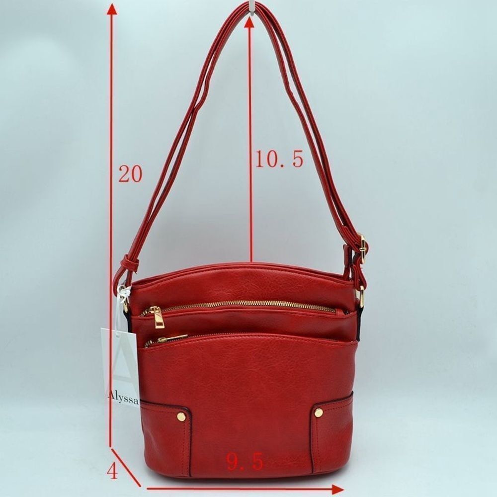 Alyssa Nicole Triple Zip Pocket Large Crossbody Bag - Picture 4 of 9
